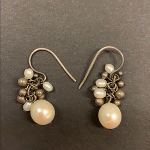 Silpada sterling dangle pearl earrings